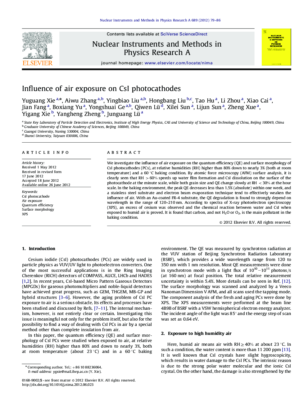 Influence of air exposure on CsI photocathodes