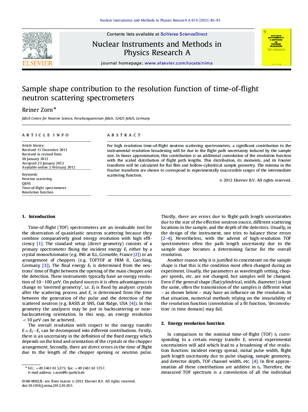 Sample shape contribution to the resolution function of time-of-flight neutron scattering spectrometers