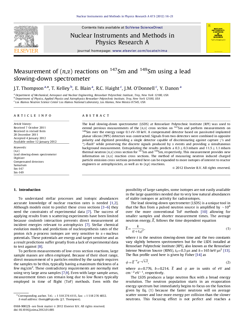 Measurement of (n,Î±) reactions on 147Sm and 149Sm using a lead slowing-down spectrometer