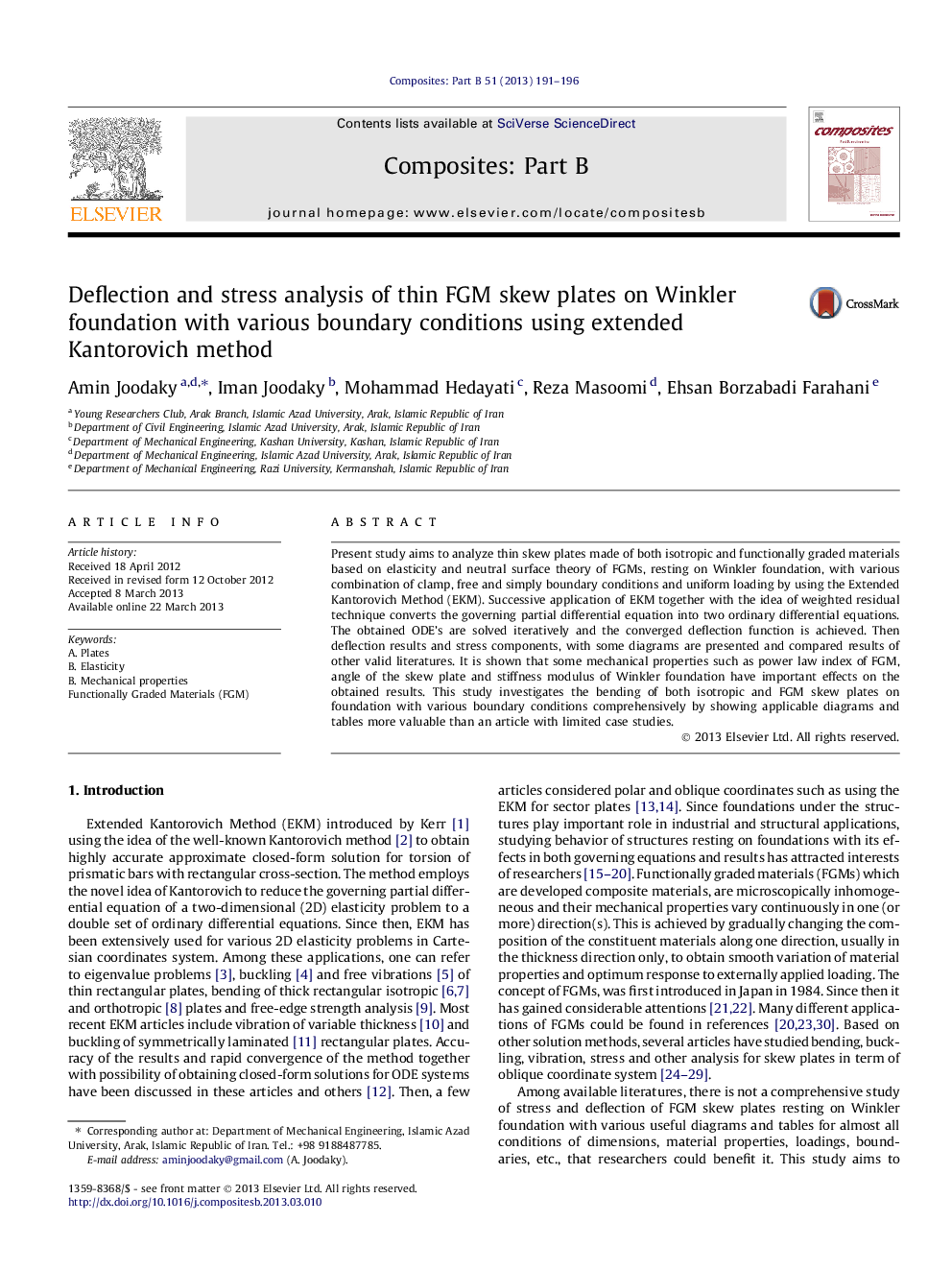 Deflection and stress analysis of thin FGM skew plates on Winkler foundation with various boundary conditions using extended Kantorovich method