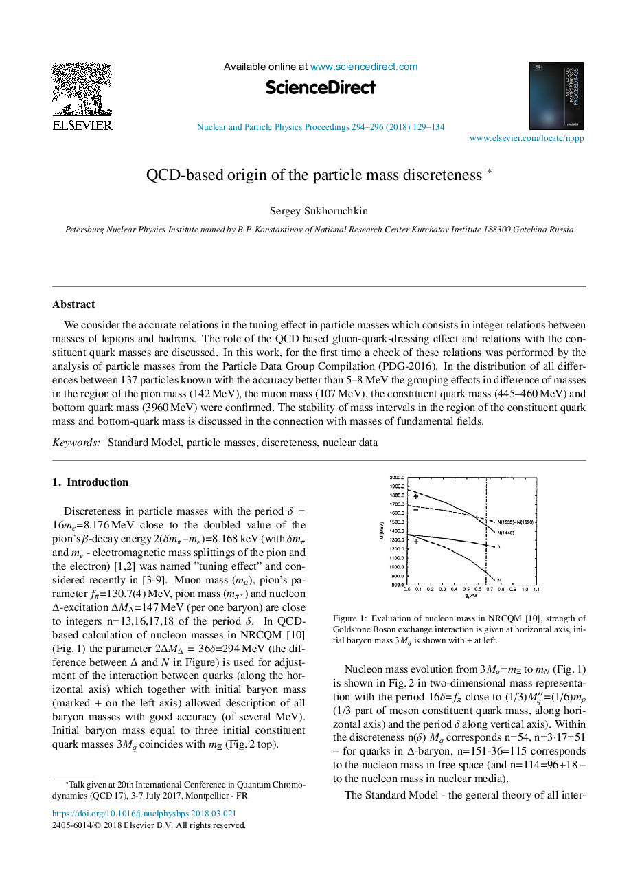 QCD-based origin of the particle mass discreteness