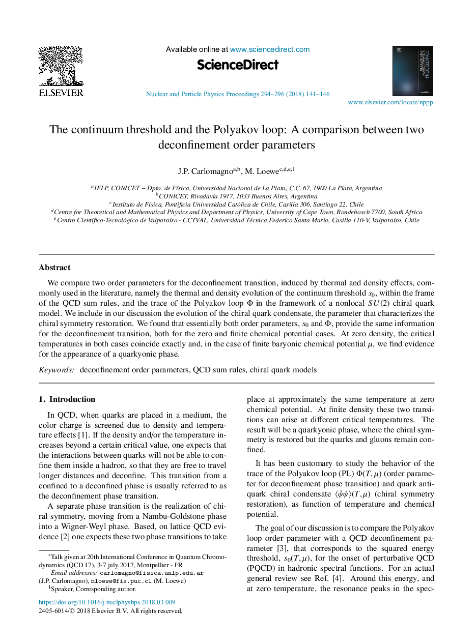 The continuum threshold and the Polyakov loop: A comparison between two deconfinement order parameters