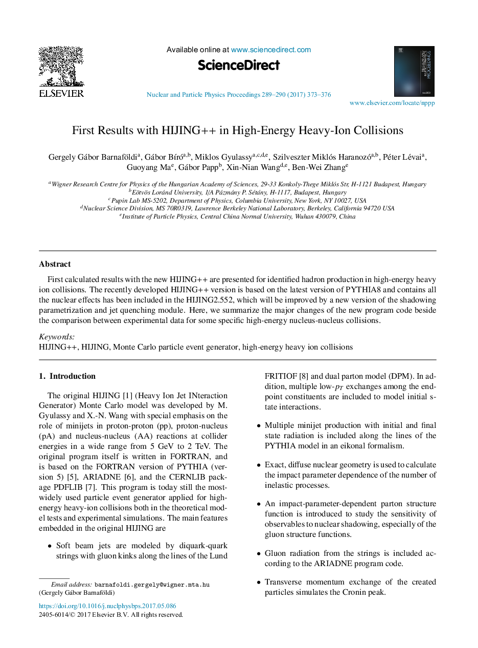 First Results with HIJING++ in High-Energy Heavy-Ion Collisions