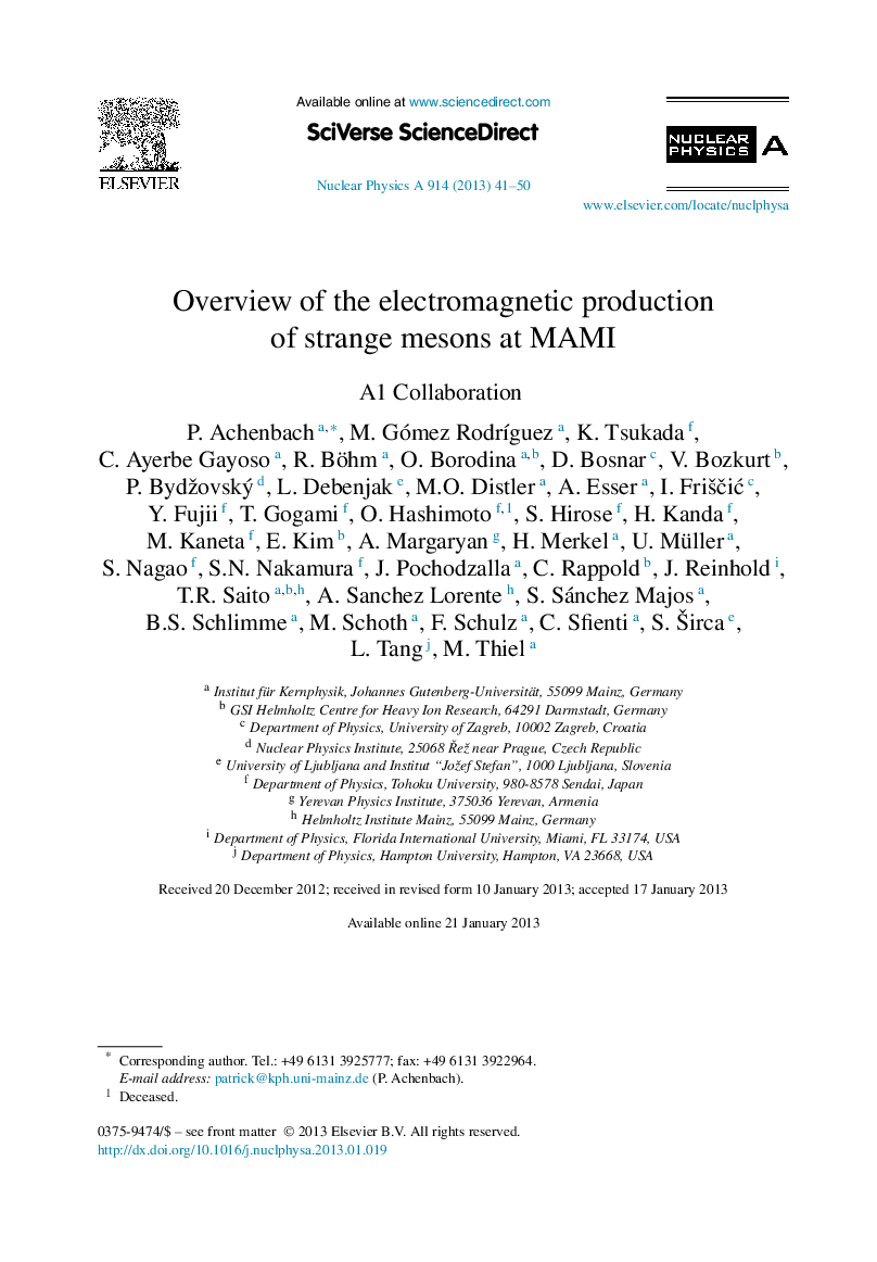 Overview of the electromagnetic production of strange mesons at MAMI