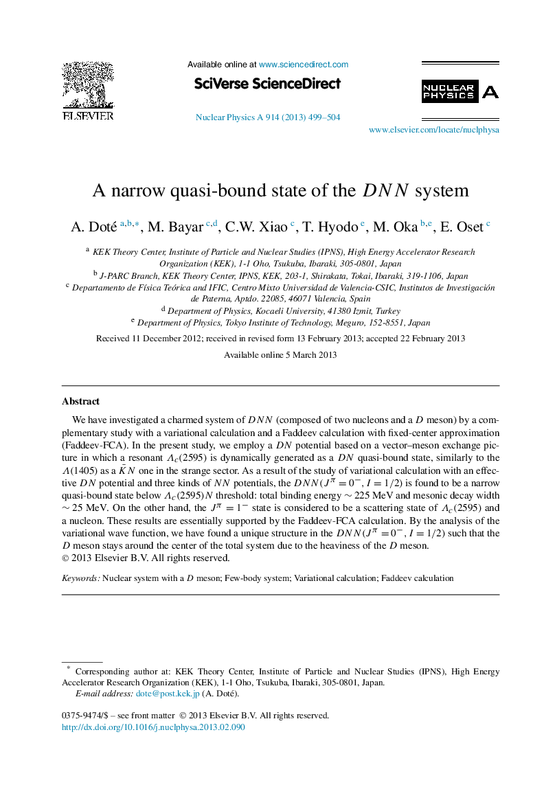 A narrow quasi-bound state of the DNN system