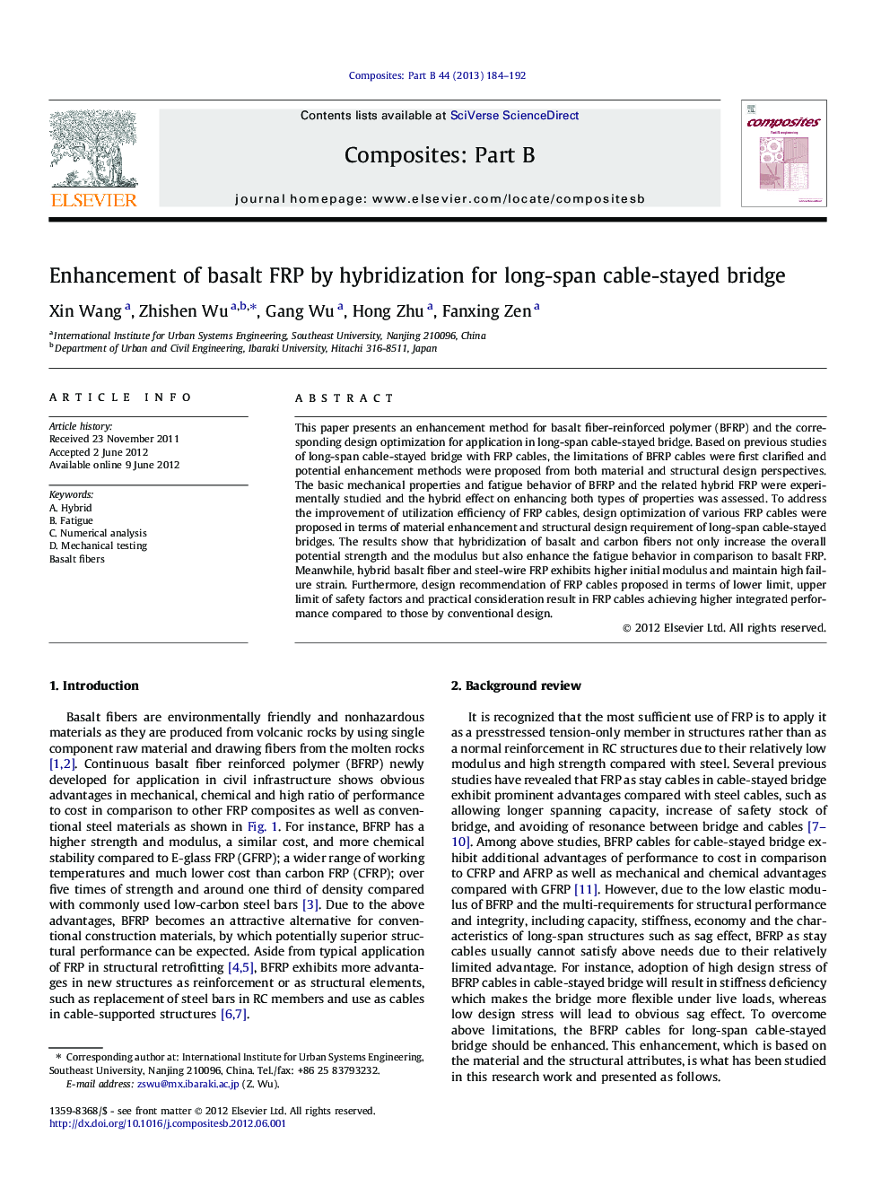 Enhancement of basalt FRP by hybridization for long-span cable-stayed bridge