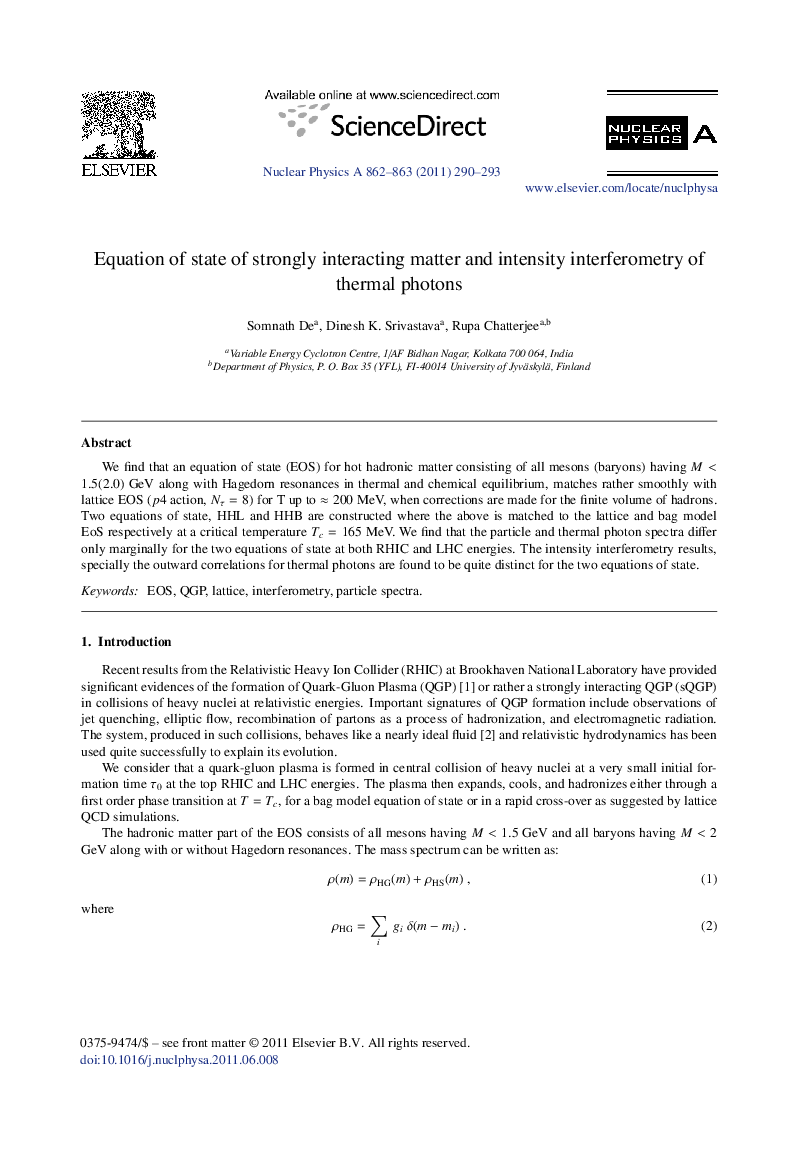 Equation of state of strongly interacting matter and intensity interferometry of thermal photons