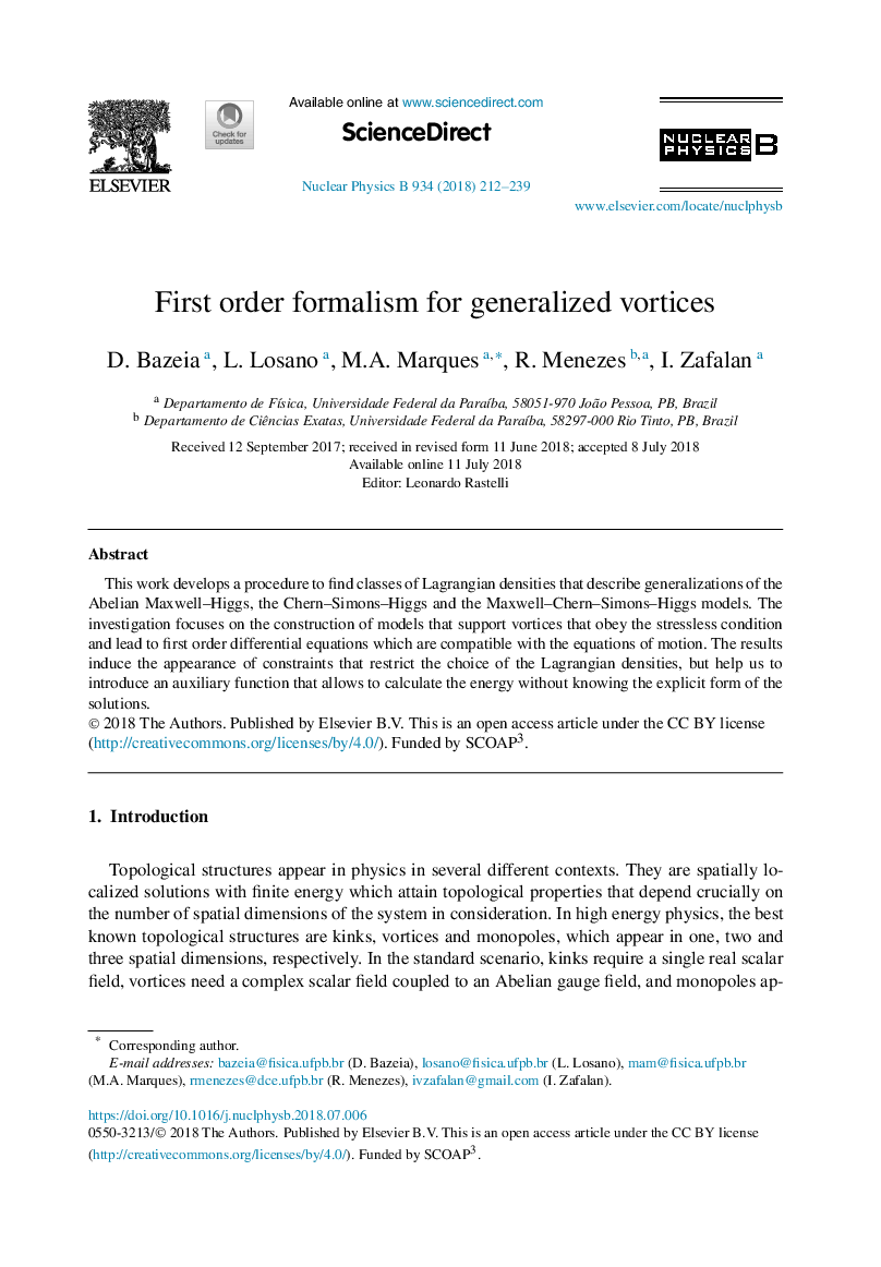 First order formalism for generalized vortices