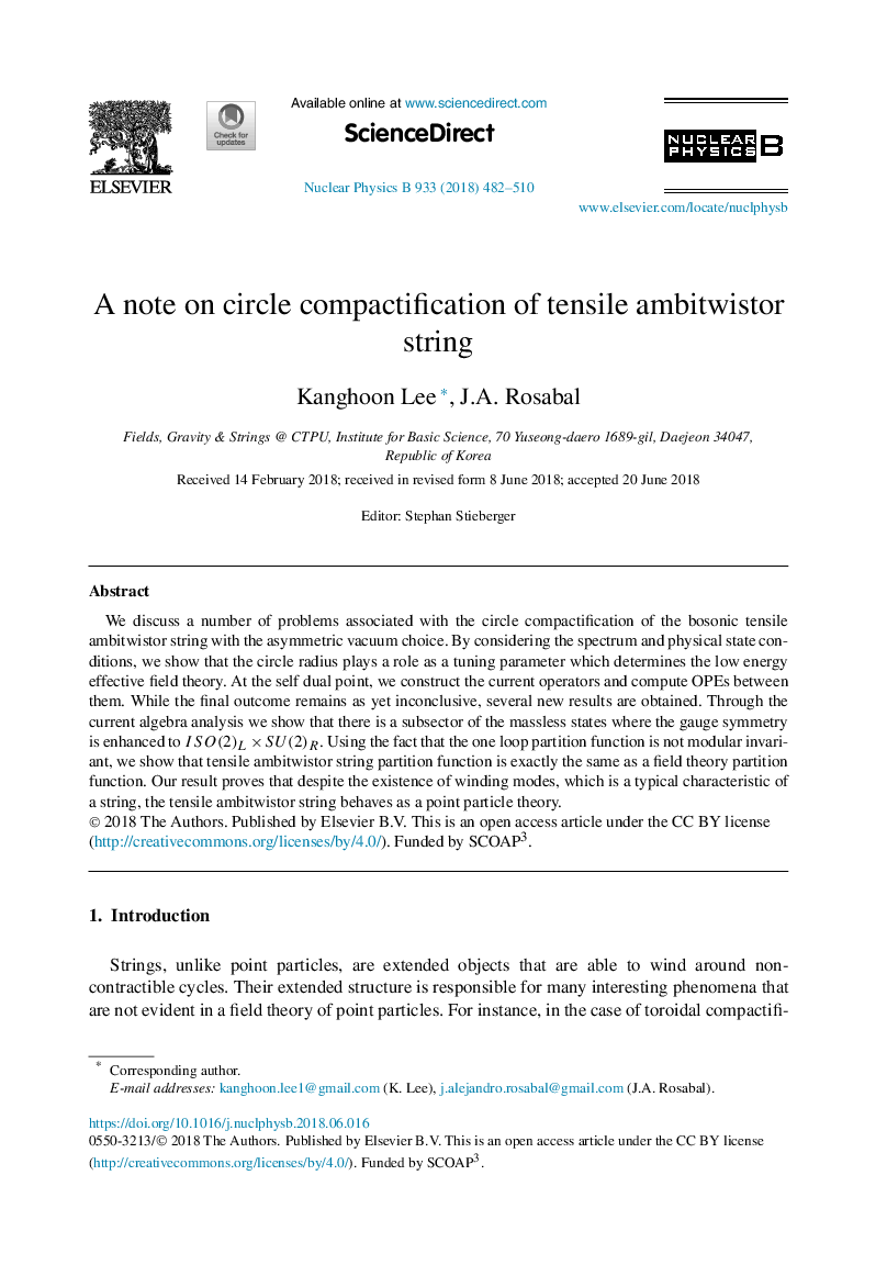 عکس صفحه اول مقاله: A note on circle compactification of tensile ambitwistor string A note on circle compactification of tensile ambitwistor string