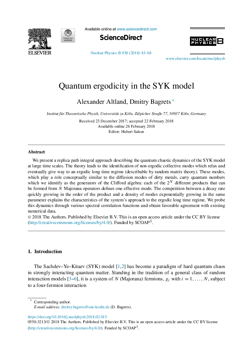 Quantum ergodicity in the SYK model