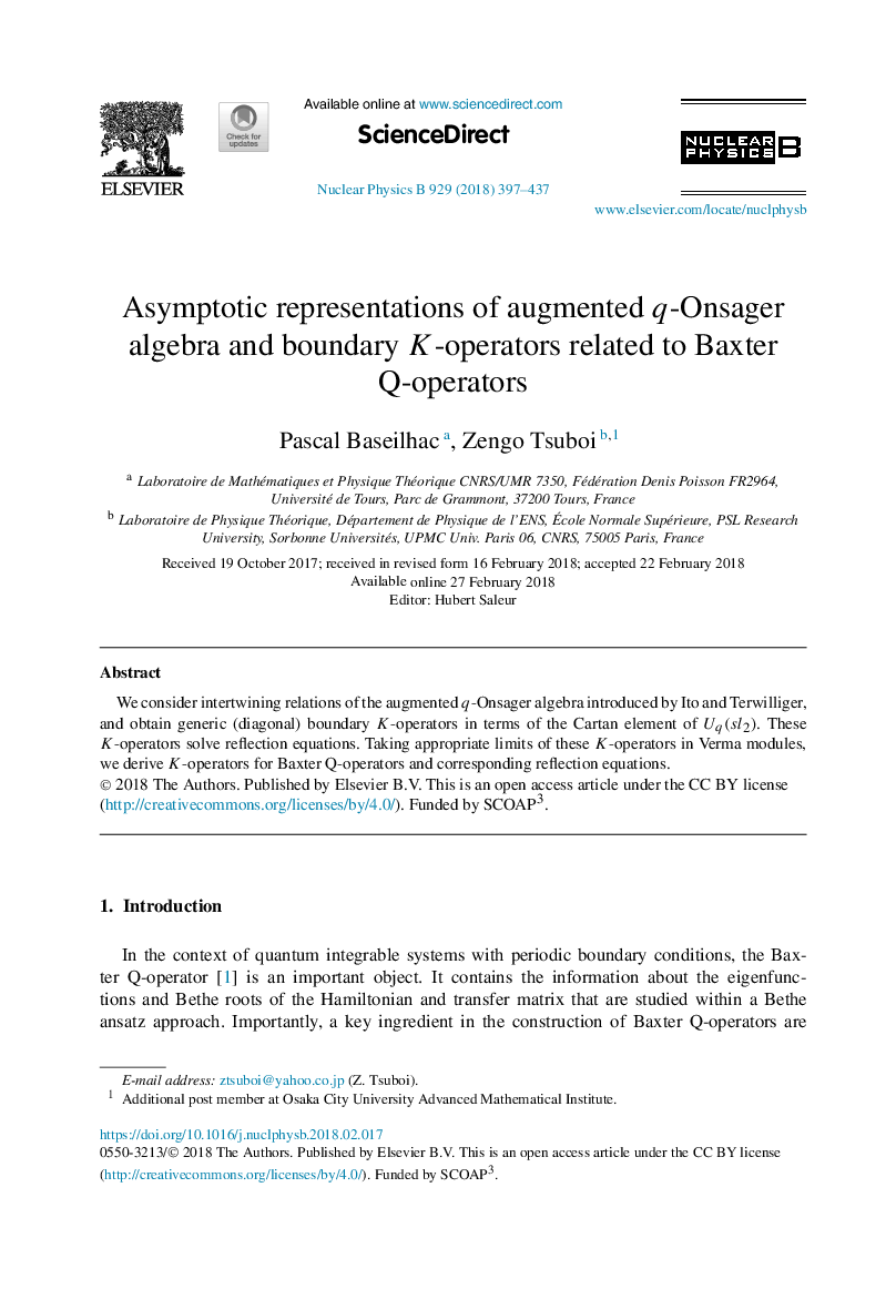 Asymptotic representations of augmented q-Onsager algebra and boundary K-operators related to Baxter Q-operators