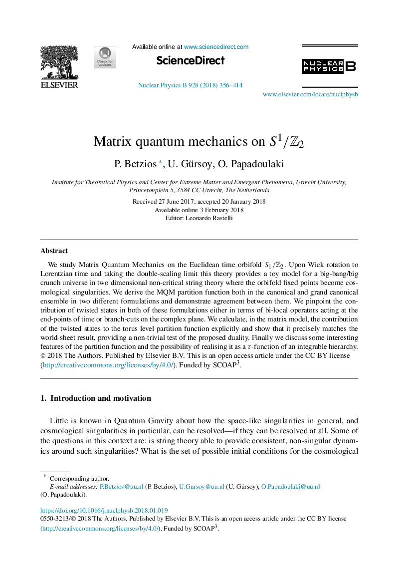 Matrix quantum mechanics on S1/Z2