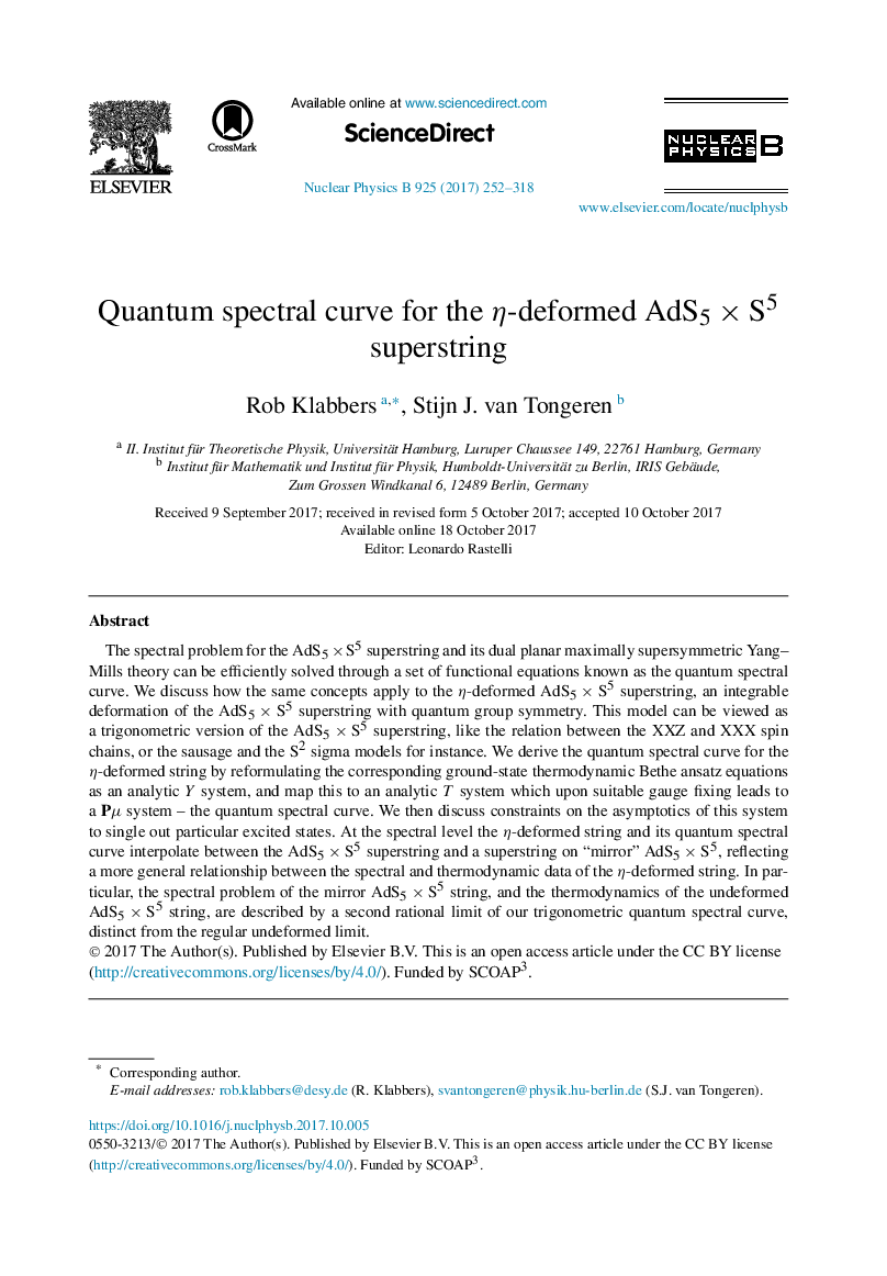 Quantum spectral curve for the Î·-deformed AdS5Â ÃÂ S5 superstring