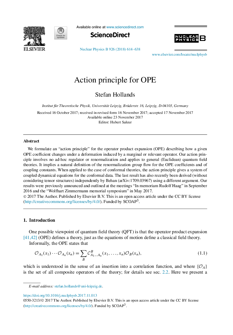 Action principle for OPE
