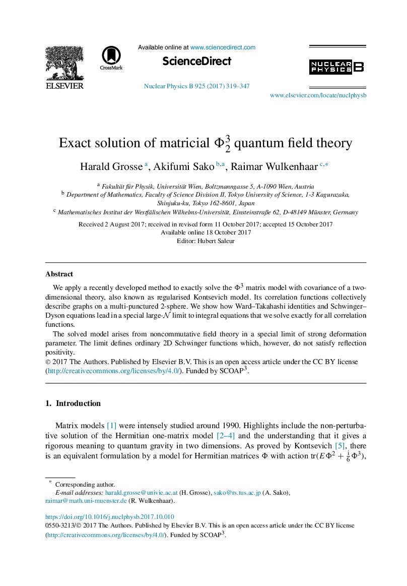Exact solution of matricial Î¦23 quantum field theory