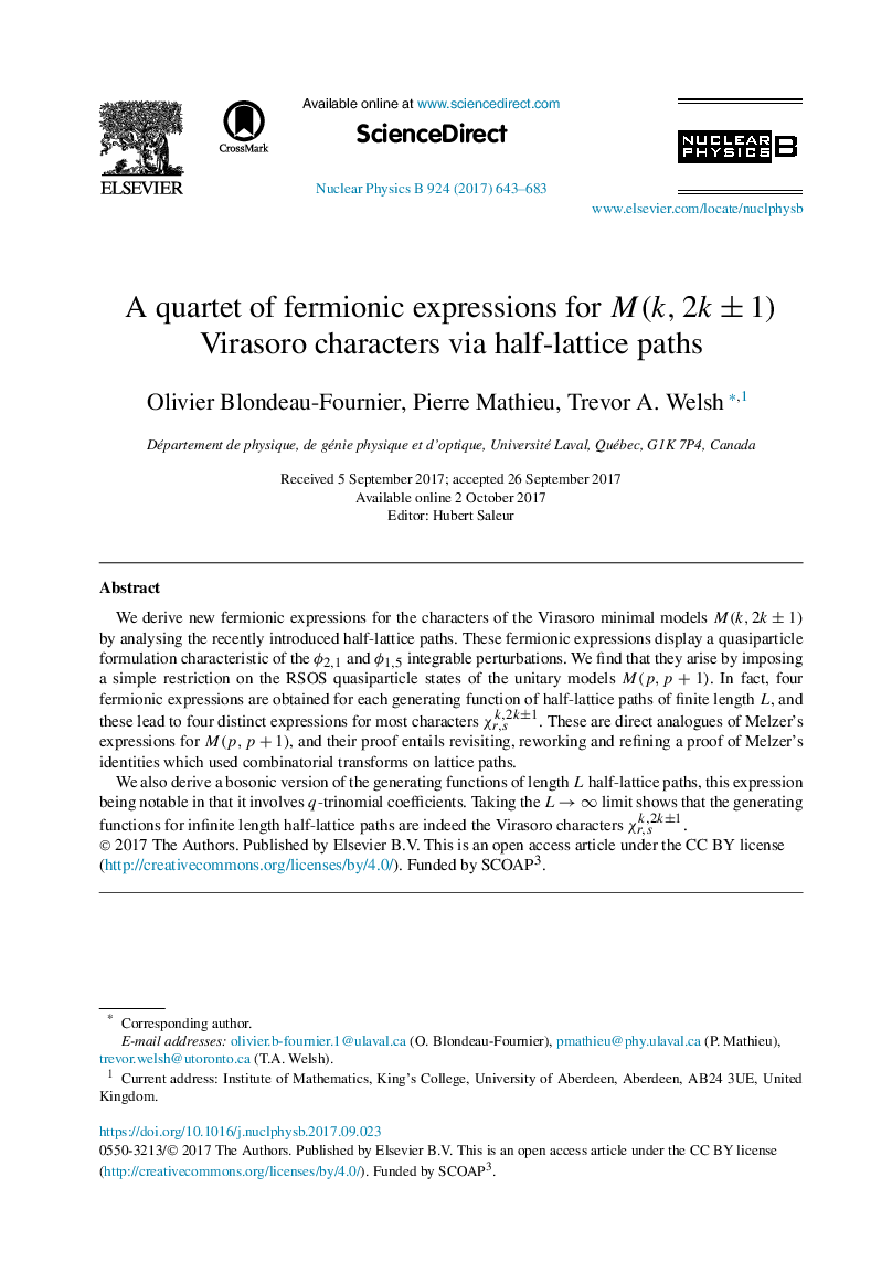 A quartet of fermionic expressions for M(k,2kÂ Â±Â 1) Virasoro characters via half-lattice paths