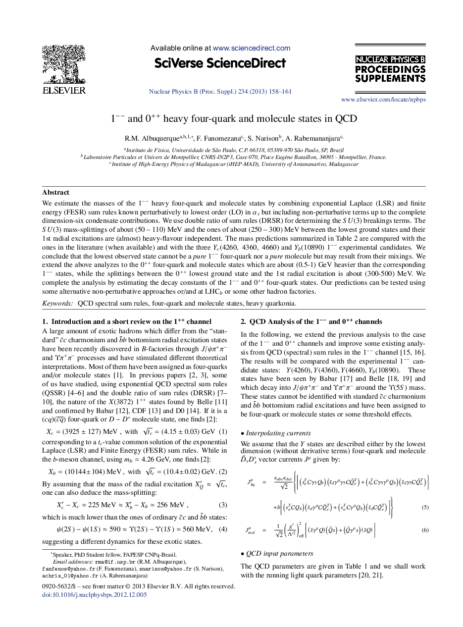 1ââ and 0++ heavy four-quark and molecule states in QCD