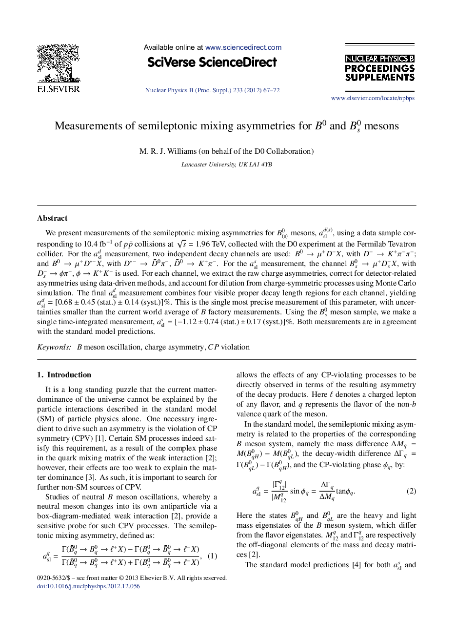 Measurements of semileptonic mixing asymmetries for B0 and Bs0 mesons