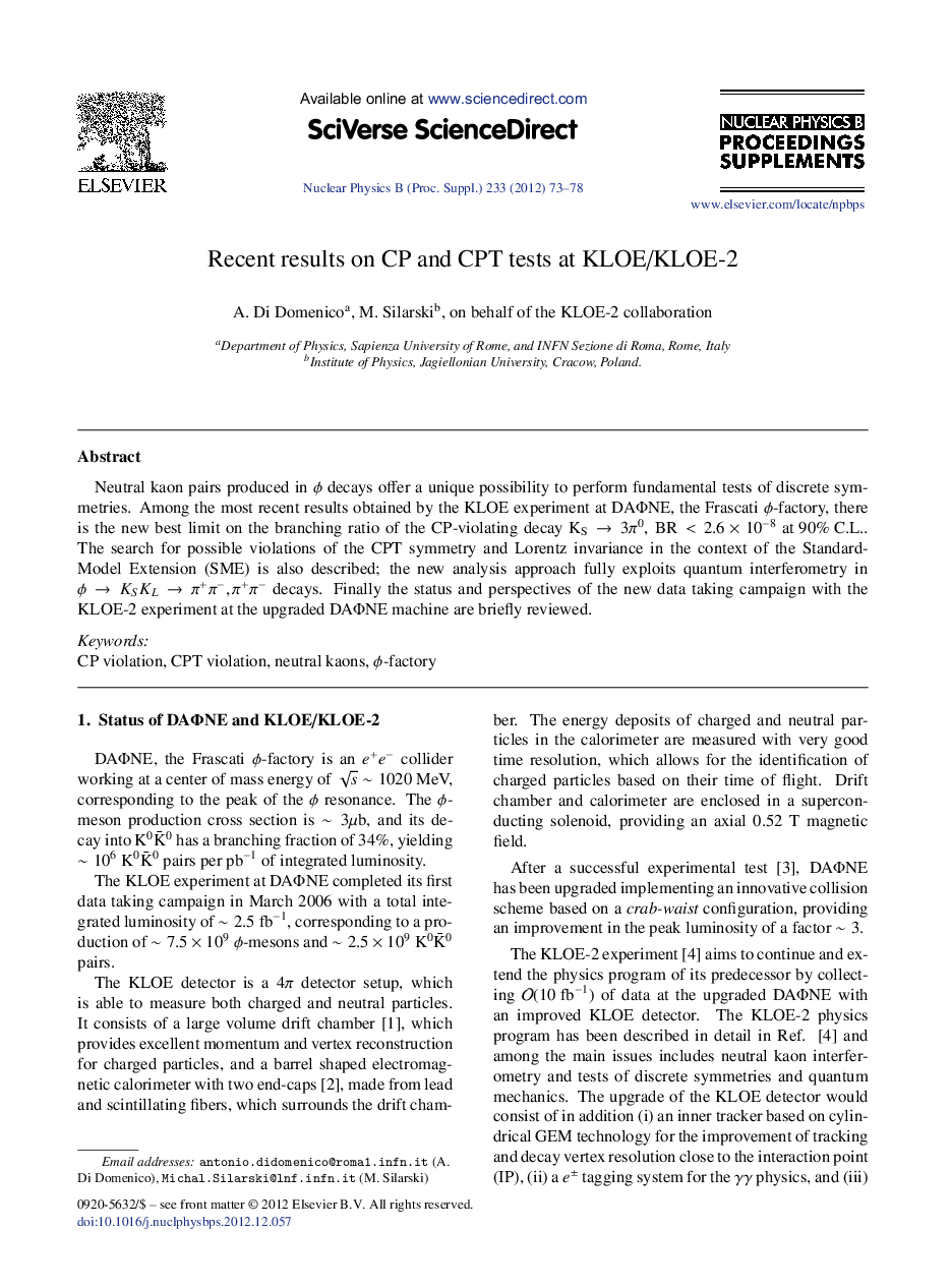 Recent results on CP and CPT tests at KLOE/KLOE-2