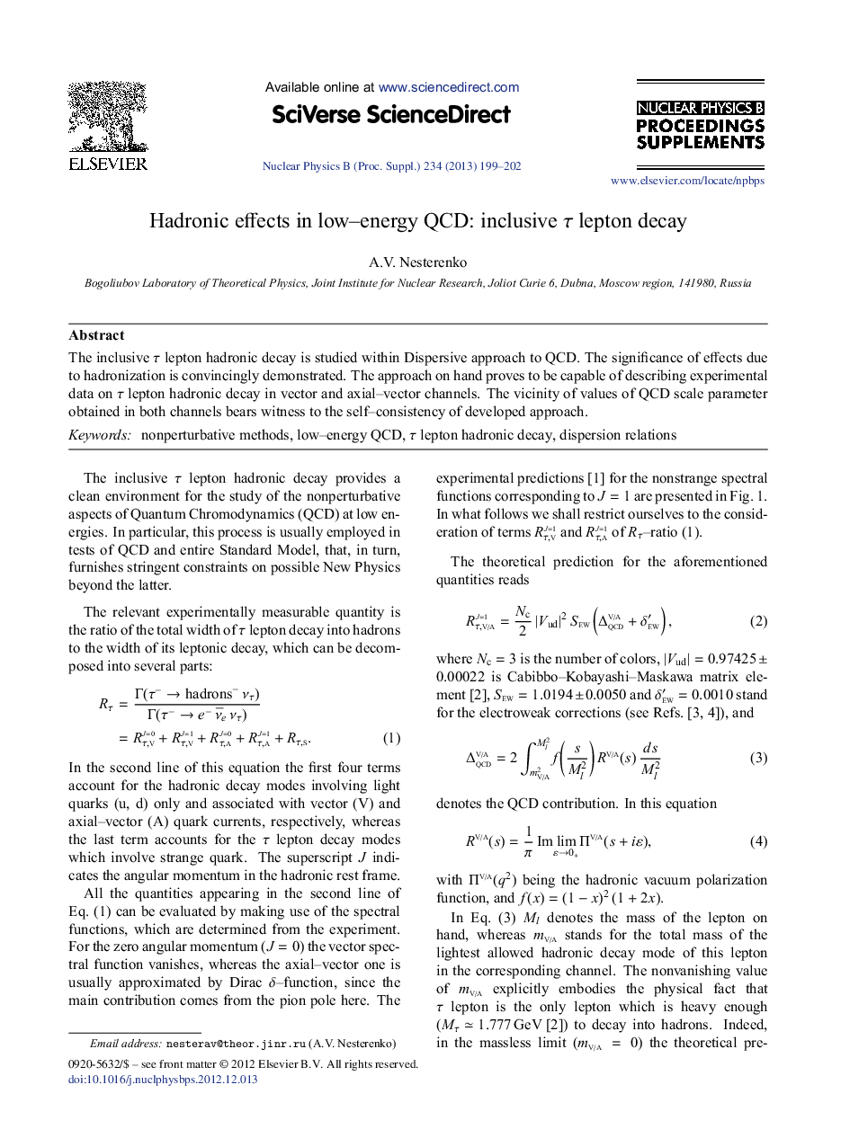 Hadronic effects in low-energy QCD: inclusive Ï lepton decay