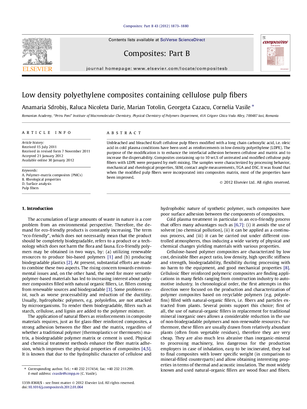 Low density polyethylene composites containing cellulose pulp fibers