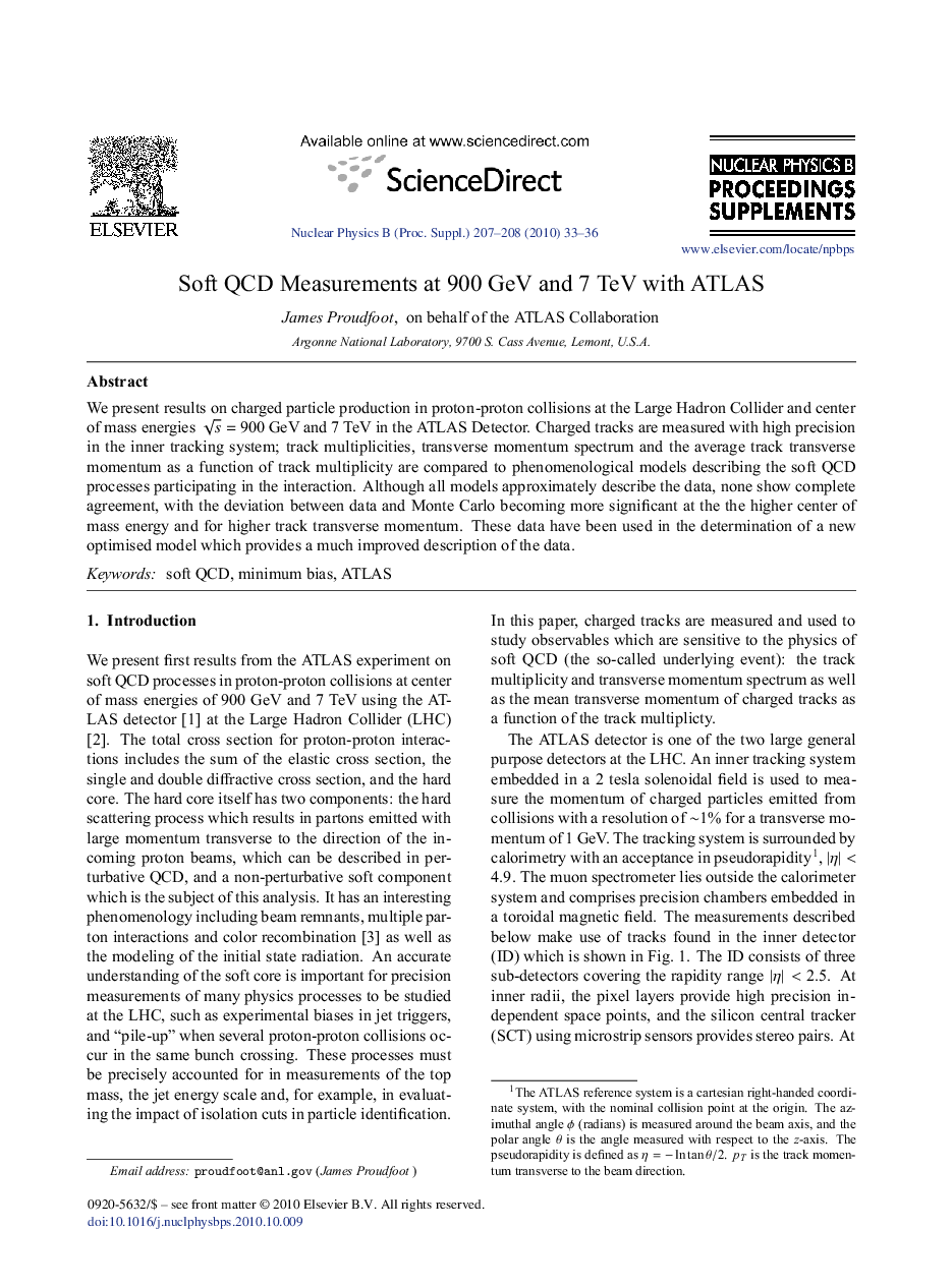 Soft QCD Measurements at 900 GeV and 7 TeV with ATLAS