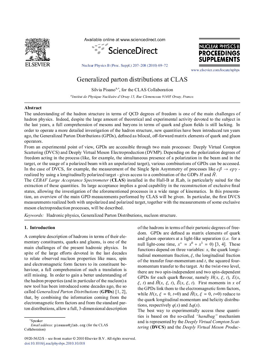 Generalized parton distributions at CLAS