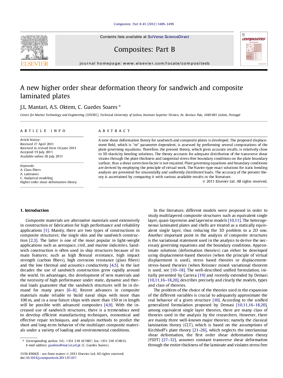 A new higher order shear deformation theory for sandwich and composite laminated plates