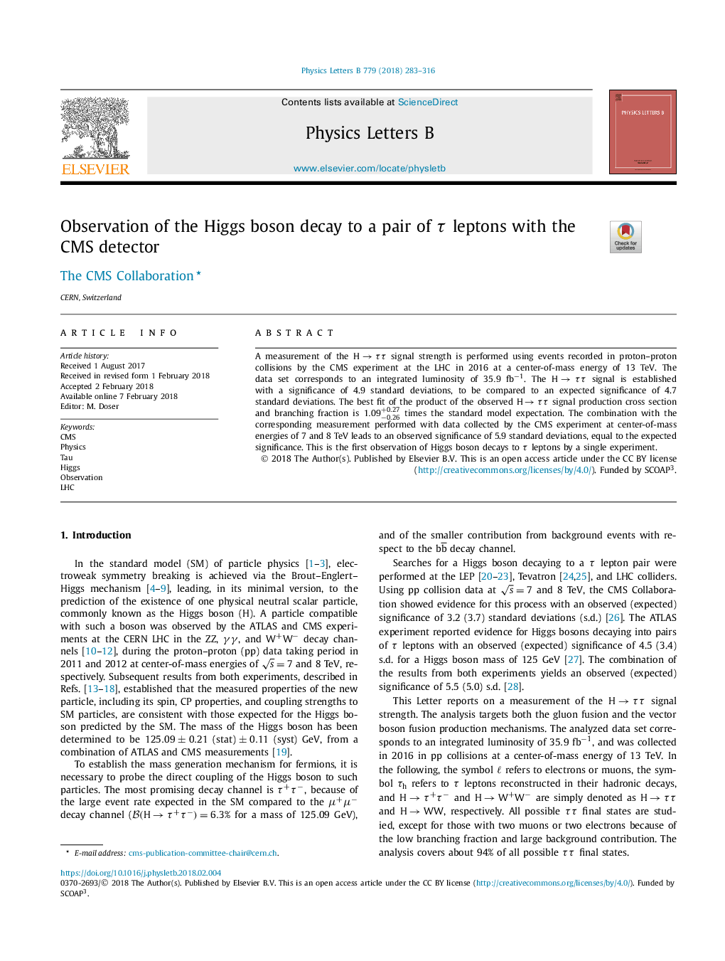 Observation of the Higgs boson decay to a pair of Ï leptons with the CMS detector