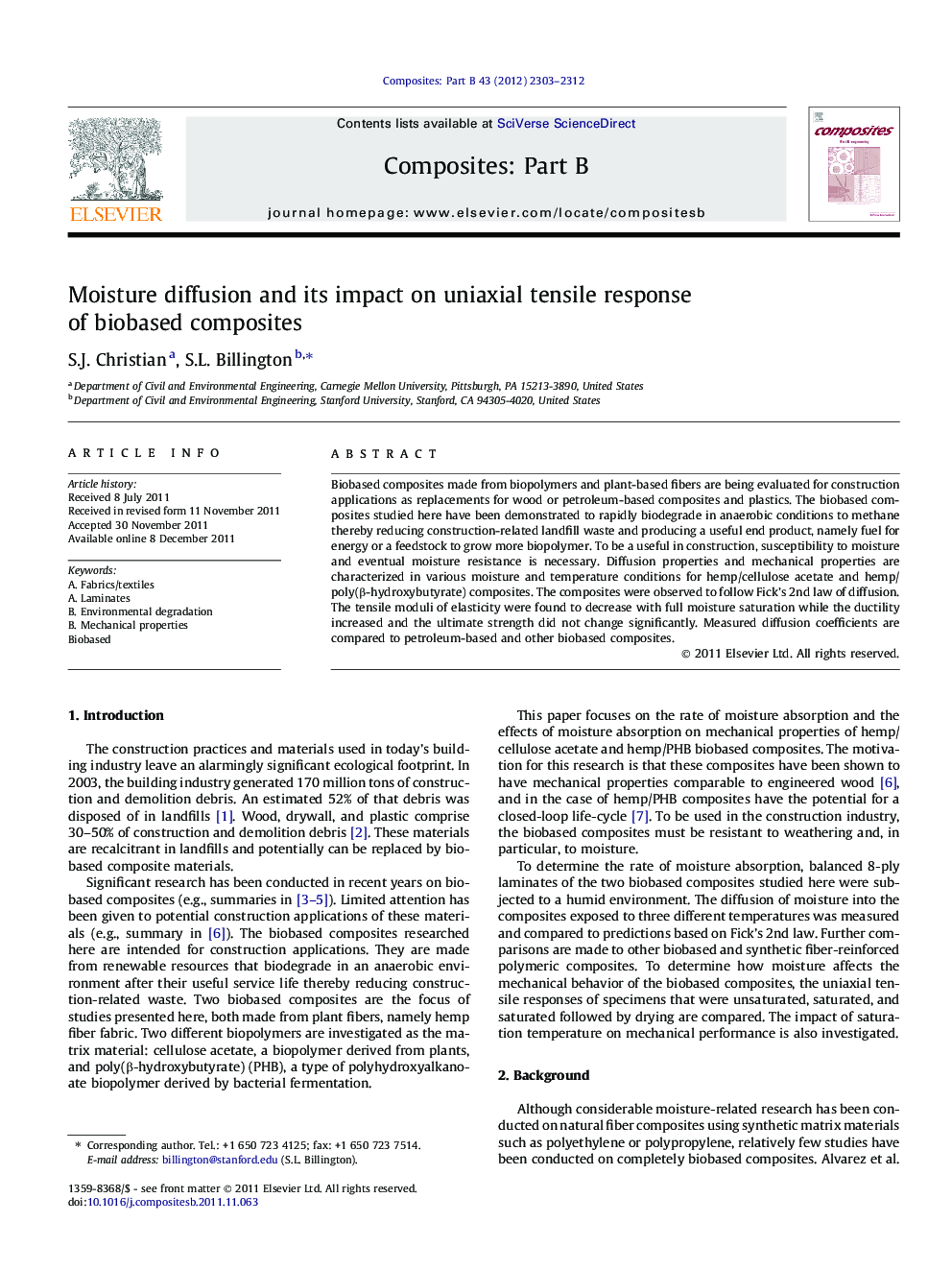 Moisture diffusion and its impact on uniaxial tensile response of biobased composites