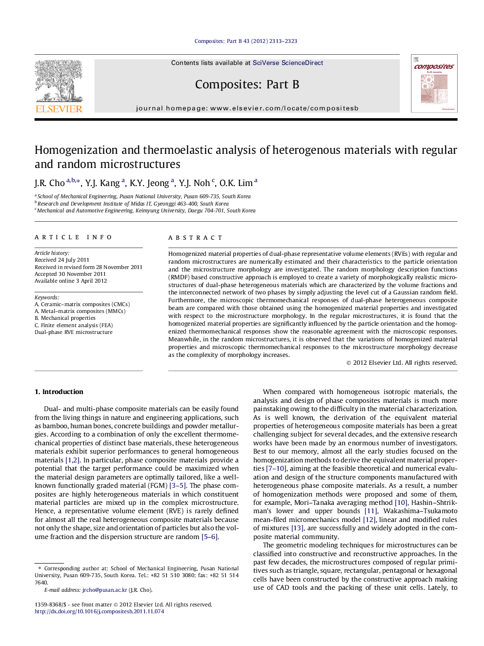 Homogenization and thermoelastic analysis of heterogenous materials with regular and random microstructures