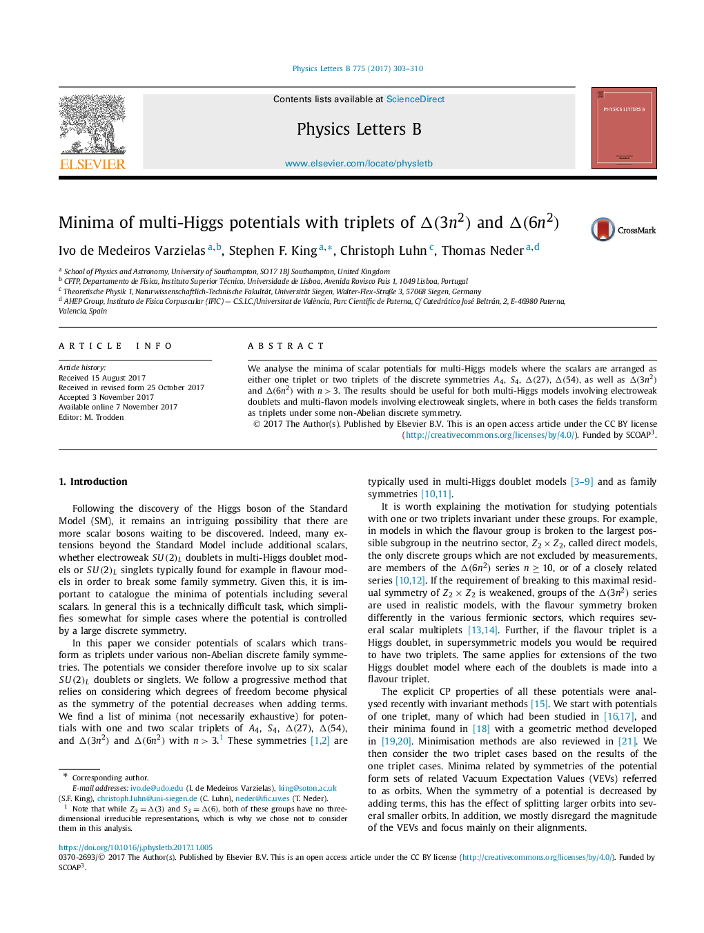 Minima of multi-Higgs potentials with triplets of Î(3n2) and Î(6n2)