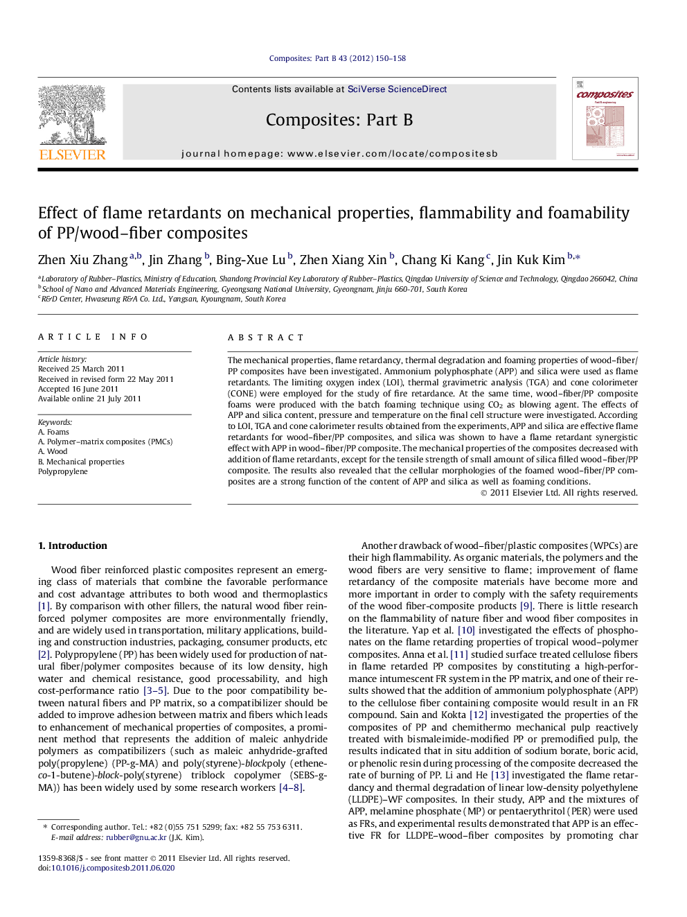 Effect of flame retardants on mechanical properties, flammability and foamability of PP/wood–fiber composites