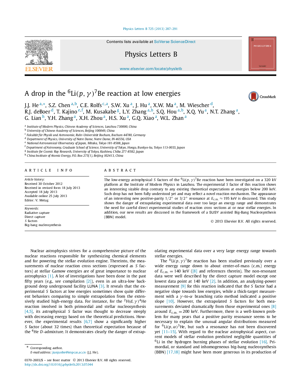 A drop in the Li6(p,Î³)Be7 reaction at low energies