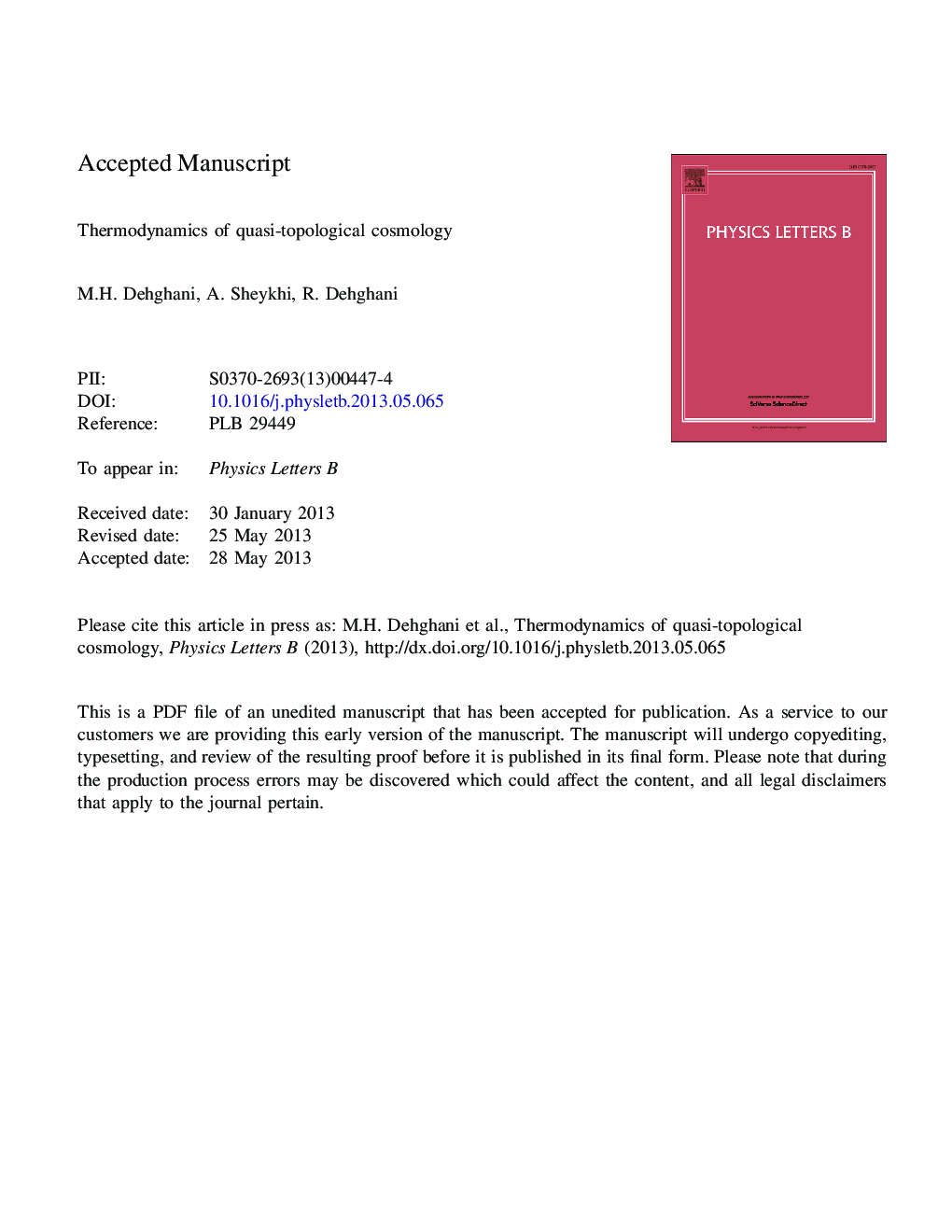 Thermodynamics of quasi-topological cosmology