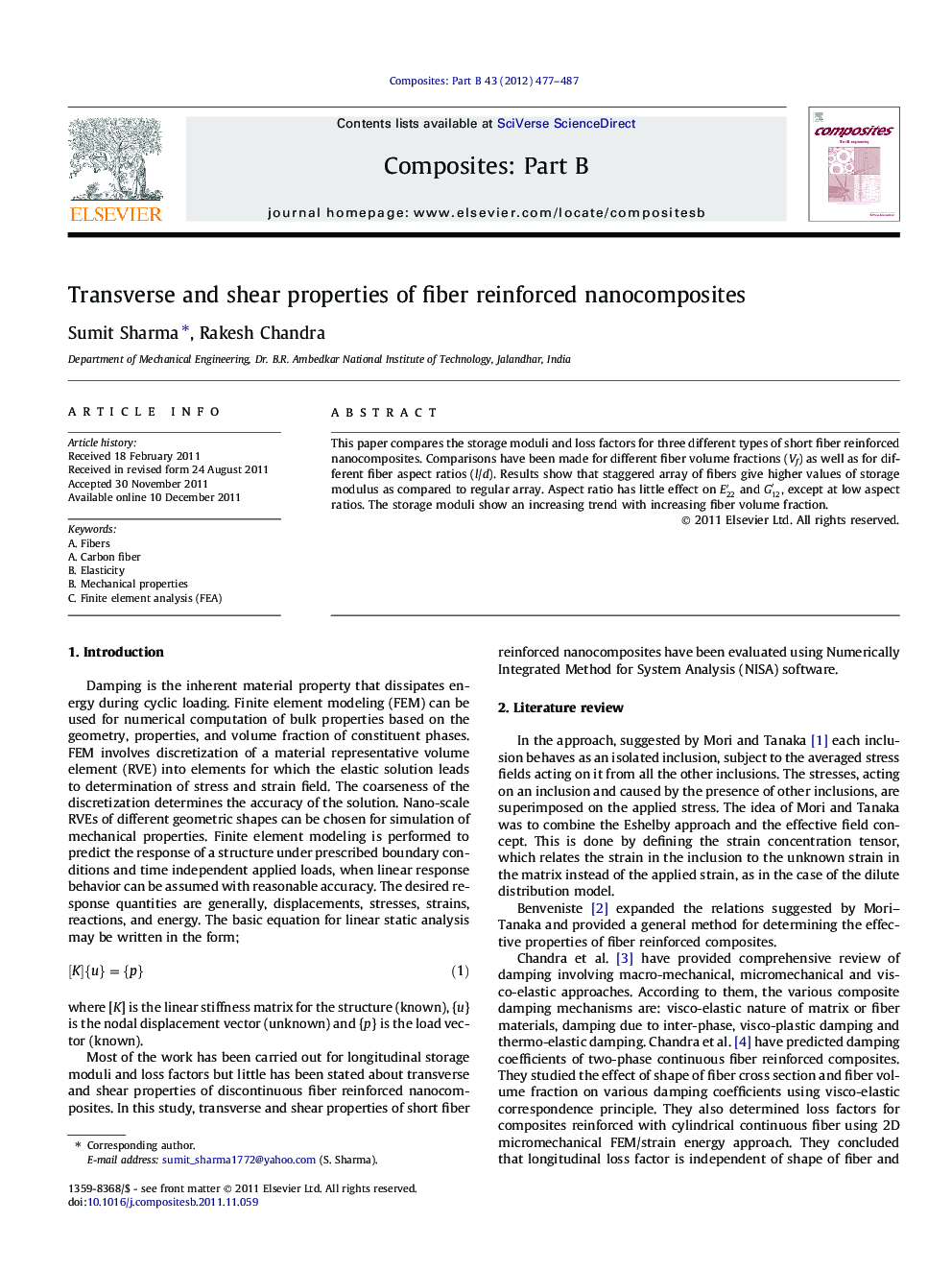 Transverse and shear properties of fiber reinforced nanocomposites