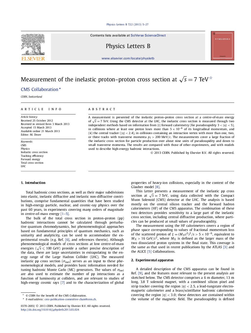 Measurement of the inelastic proton-proton cross section at s=7 TeV