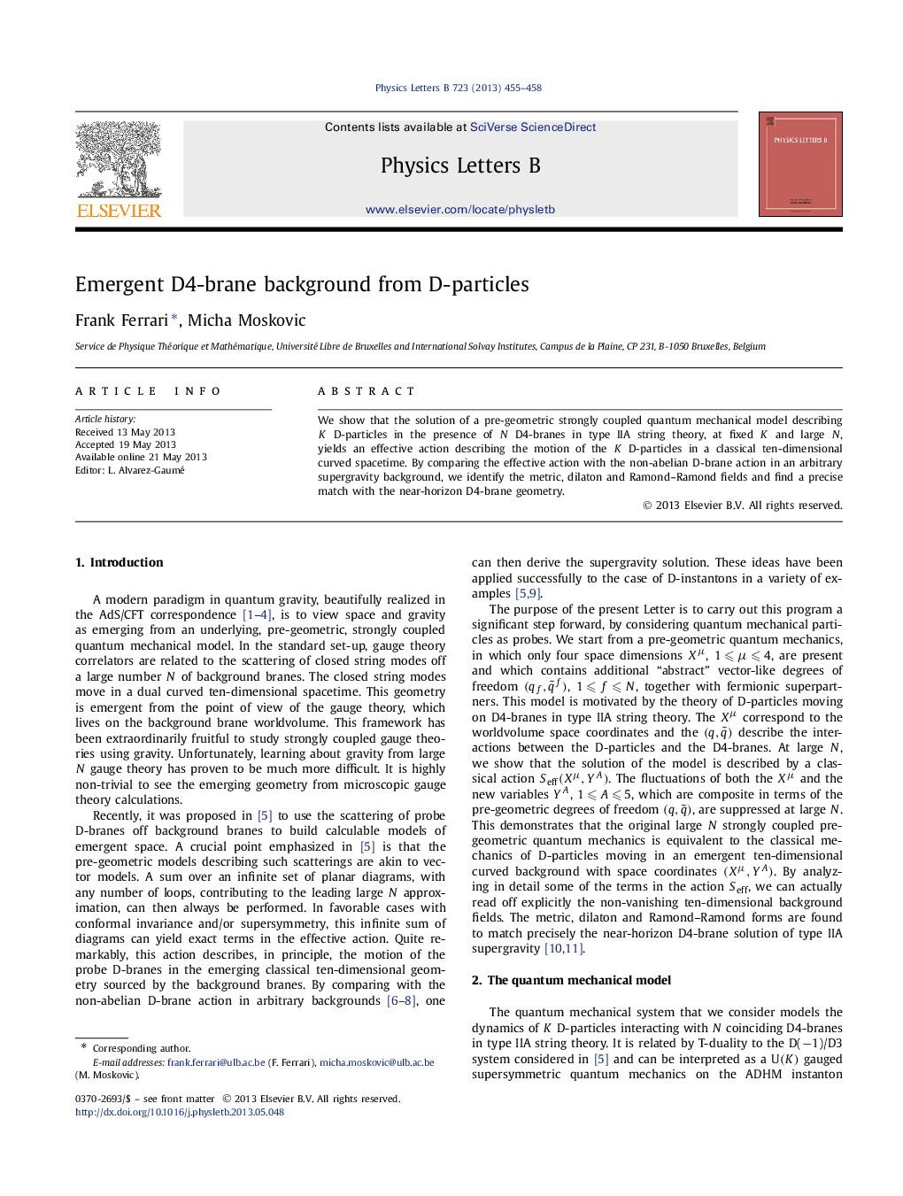 Emergent D4-brane background from D-particles