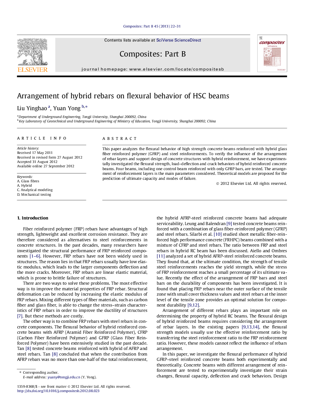 Arrangement of hybrid rebars on flexural behavior of HSC beams