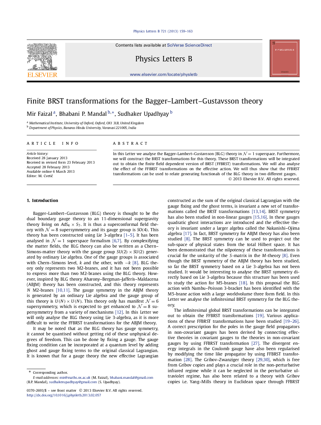 Finite BRST transformations for the Bagger-Lambert-Gustavsson theory