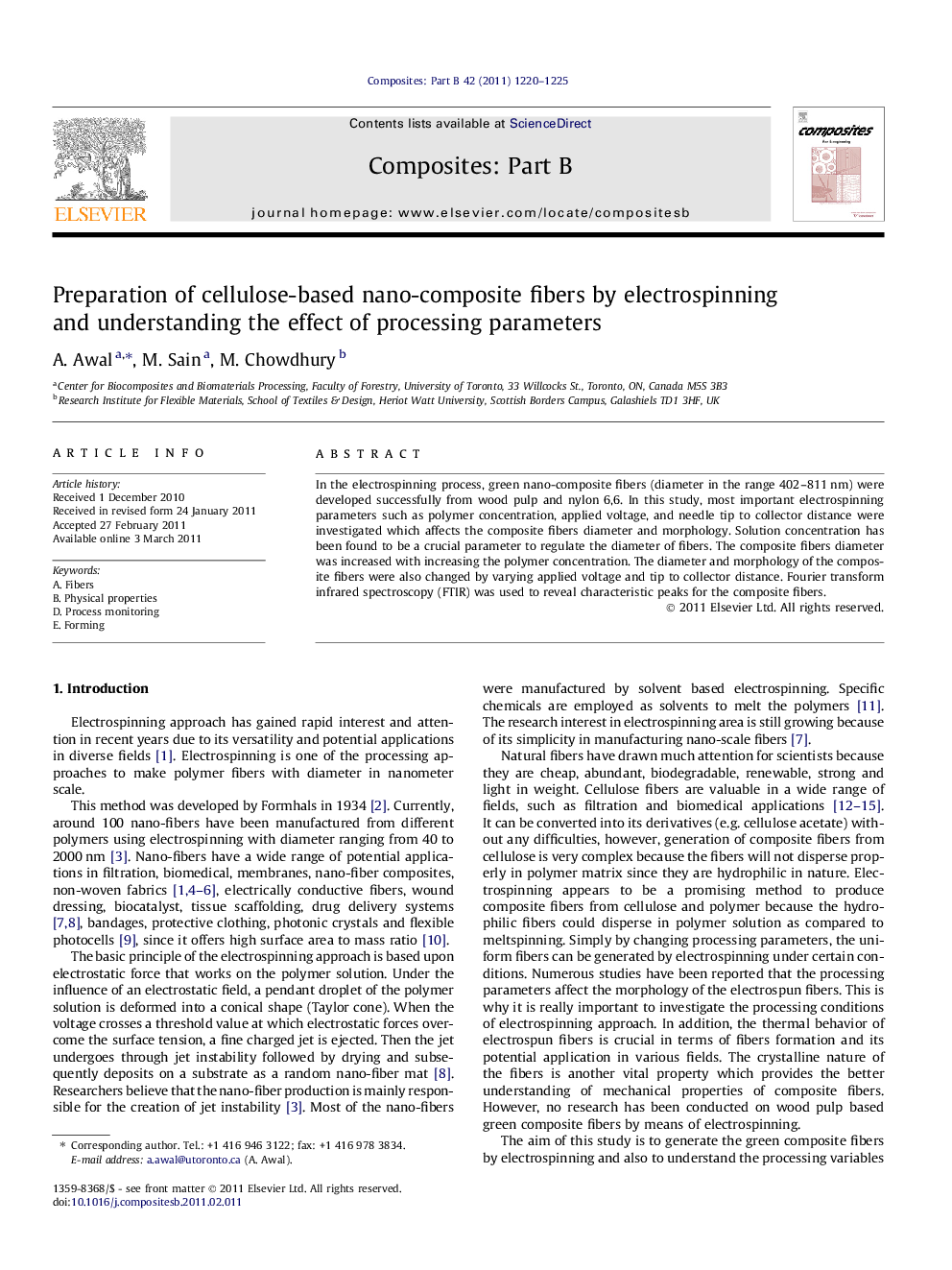 Preparation of cellulose-based nano-composite fibers by electrospinning and understanding the effect of processing parameters