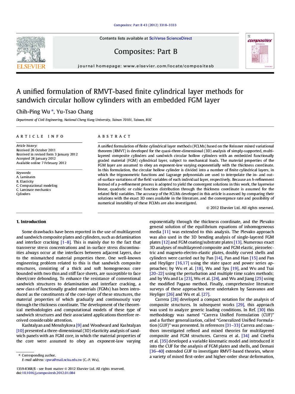 A unified formulation of RMVT-based finite cylindrical layer methods for sandwich circular hollow cylinders with an embedded FGM layer