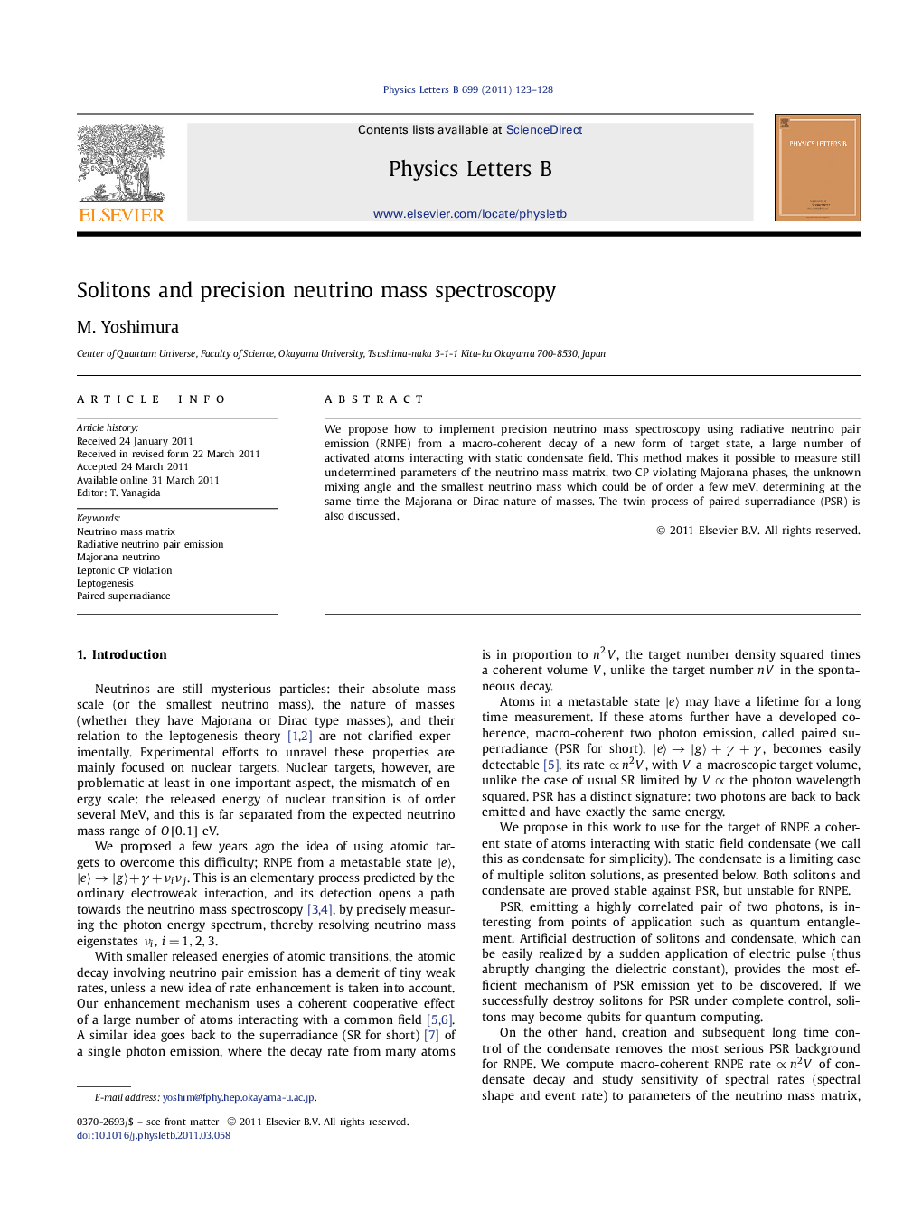 Solitons and precision neutrino mass spectroscopy