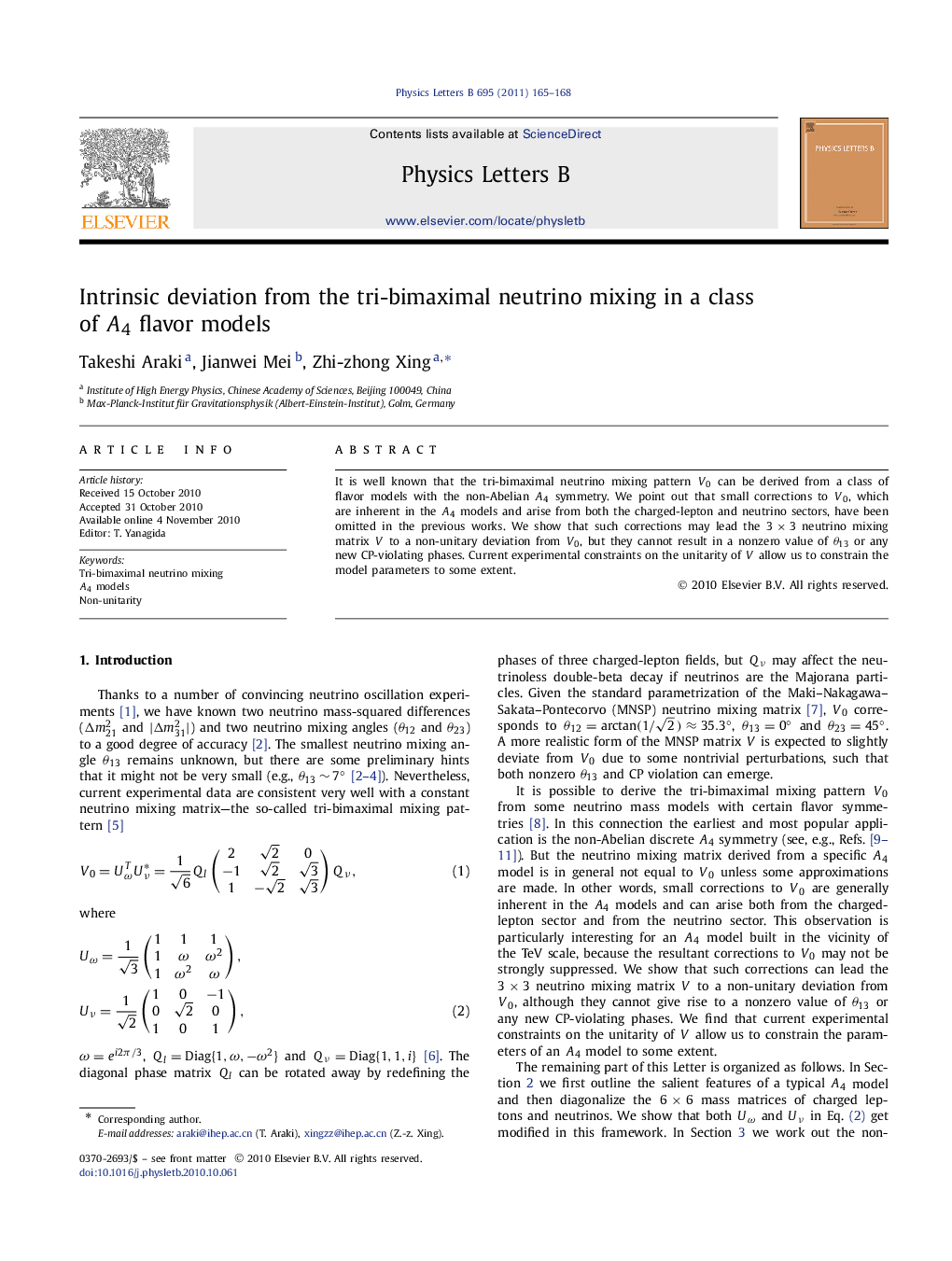 Intrinsic deviation from the tri-bimaximal neutrino mixing in a class of A4 flavor models