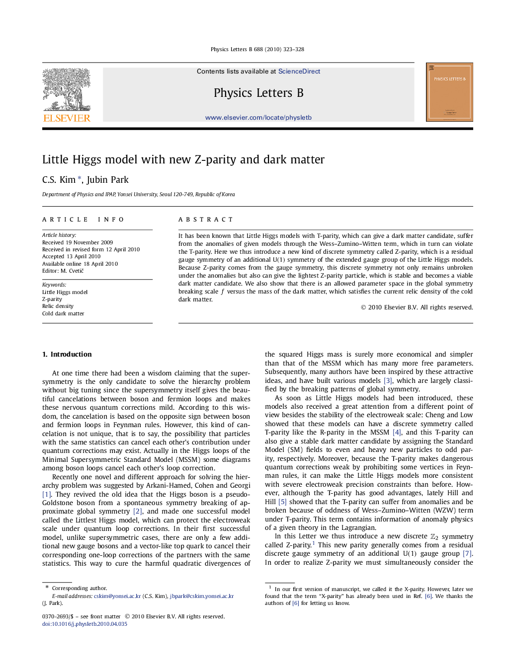 Little Higgs model with new Z-parity and dark matter