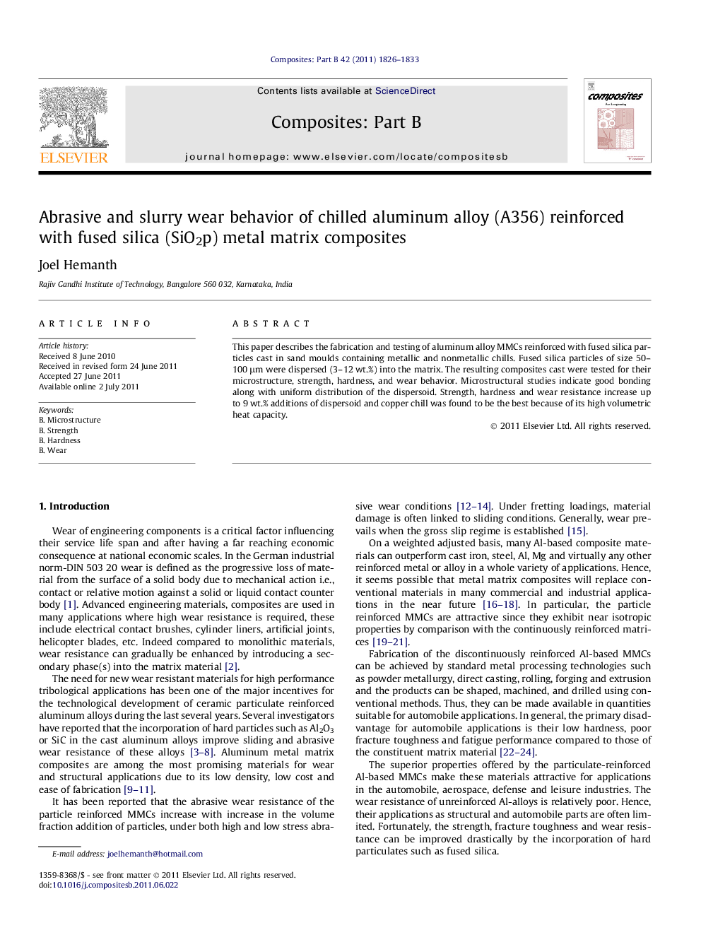 Abrasive and slurry wear behavior of chilled aluminum alloy (A356) reinforced with fused silica (SiO2p) metal matrix composites