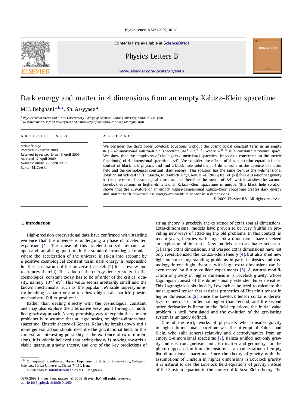 Dark energy and matter in 4 dimensions from an empty Kaluza-Klein spacetime