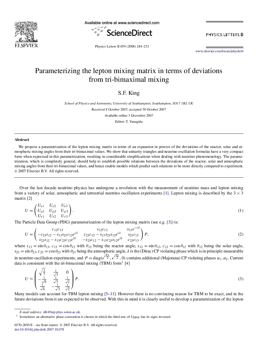 Parameterizing the lepton mixing matrix in terms of deviations from tri-bimaximal mixing