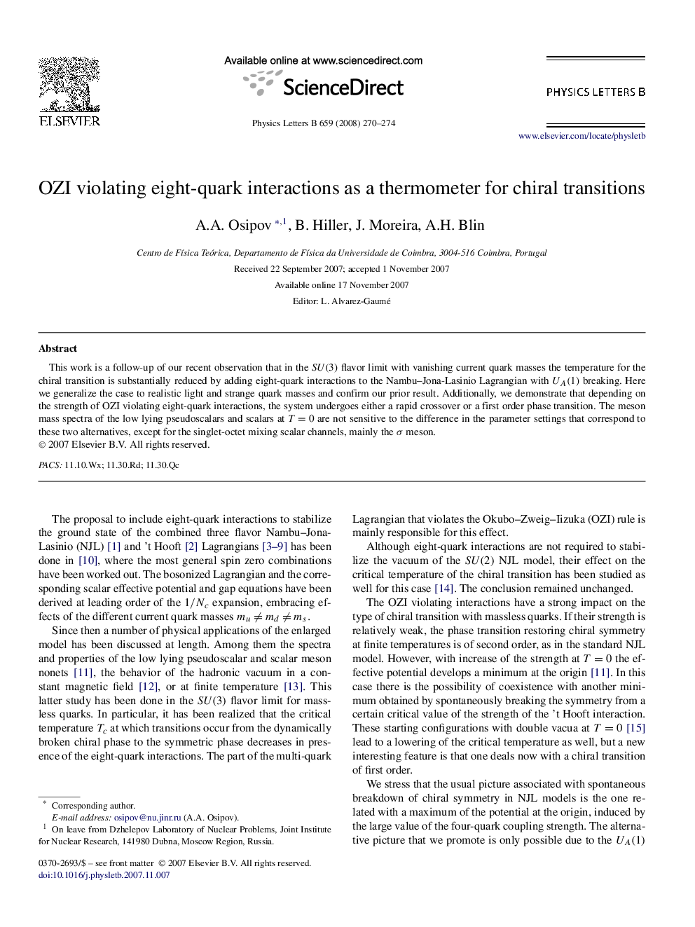 OZI violating eight-quark interactions as a thermometer for chiral transitions