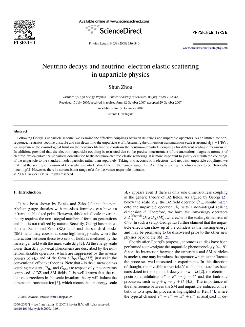 Neutrino decays and neutrino-electron elastic scattering in unparticle physics